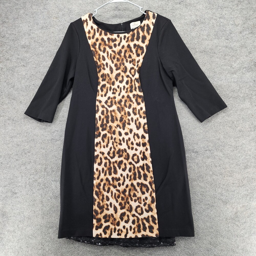 Chicos Dress Womens 1 US Small So Slimming Black Cheetah Print